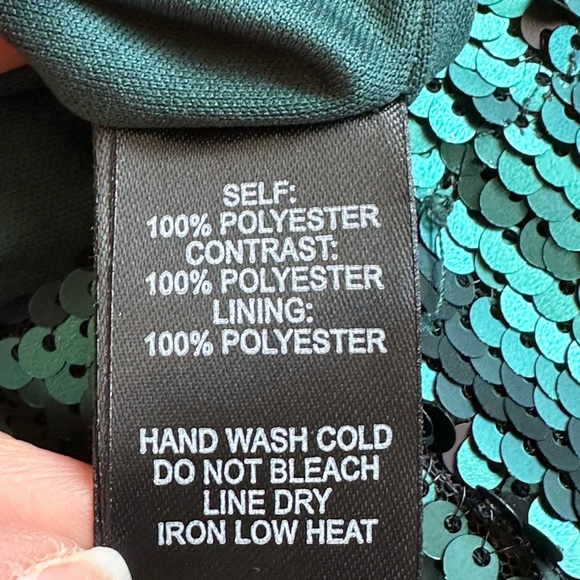 Lulus Beautiful Teal Green Sequin Dress Zip In Back adjustable st… - Picture 10 of 14